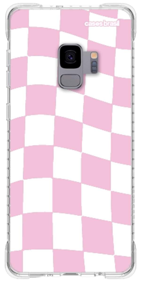 Capinha para Celular Xadrez Rosa Bebê
