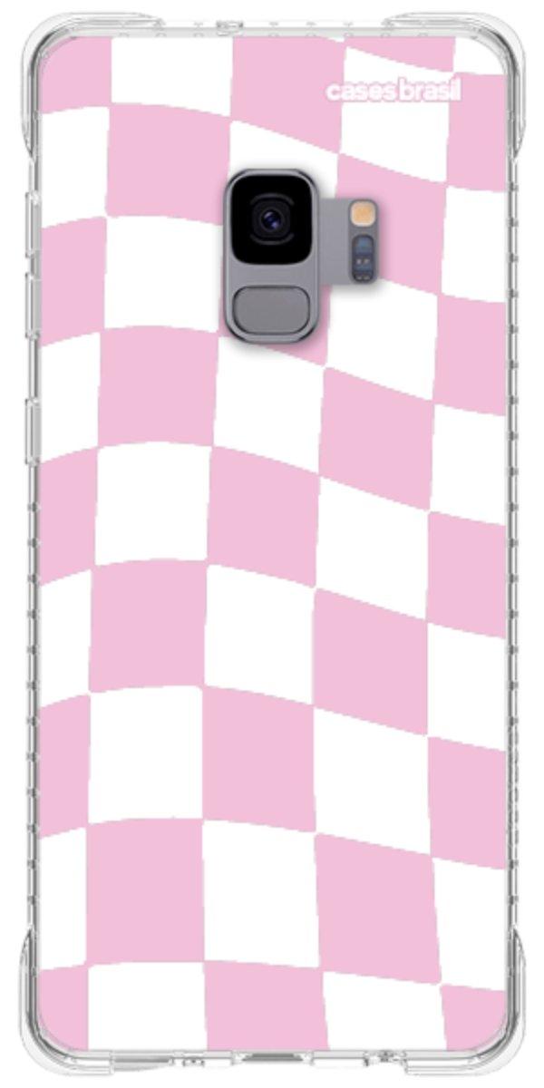 Capinha para Celular Xadrez Rosa Bebê